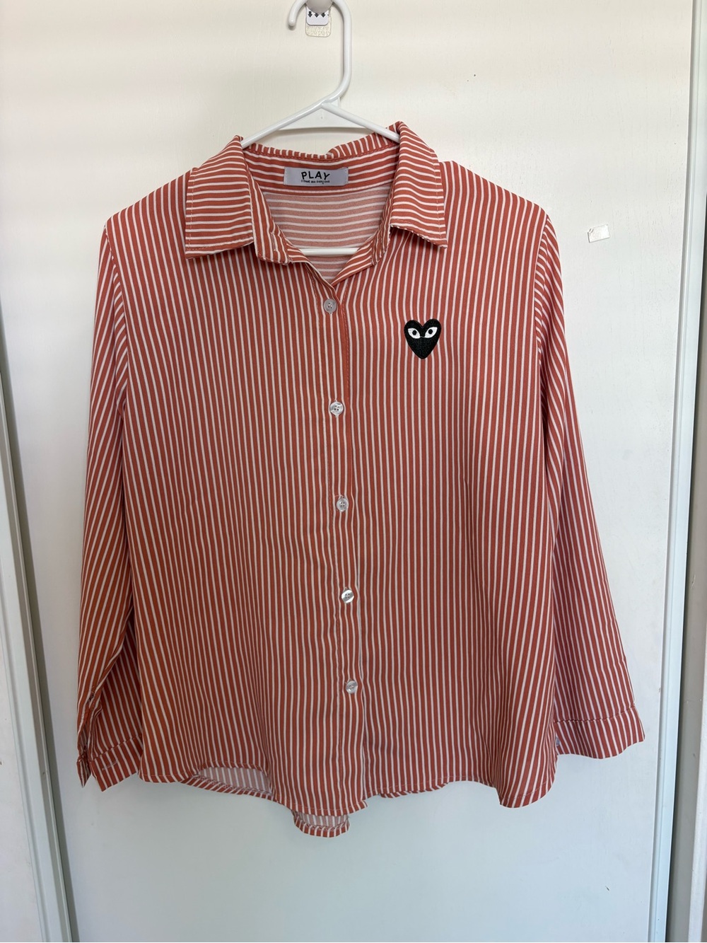 COMME des GARCONS PLAY Striped Long Sleeve Shirt Mens S Red Designer
